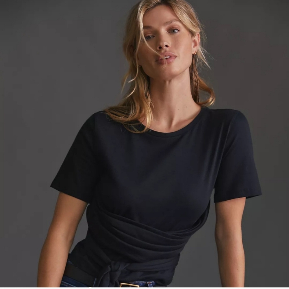 Anthropologie Black Short Sleeve Tee